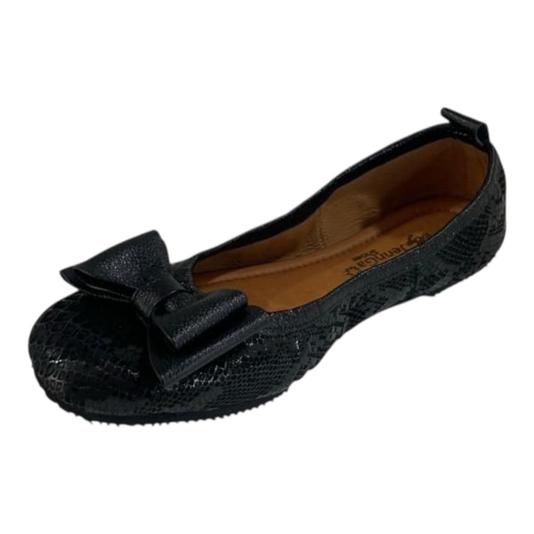 Bailarina 'Encanto Nocturno': Estilo y Comodidad en Cuero Genuino Negro Texturizado Byjennga