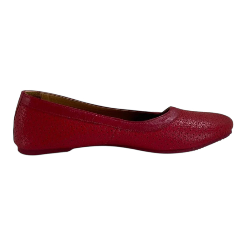 Bailarina 'Frescura Escarlata': Confort y Estilo Perforado en Cuero Genuino Rojo Byjennga