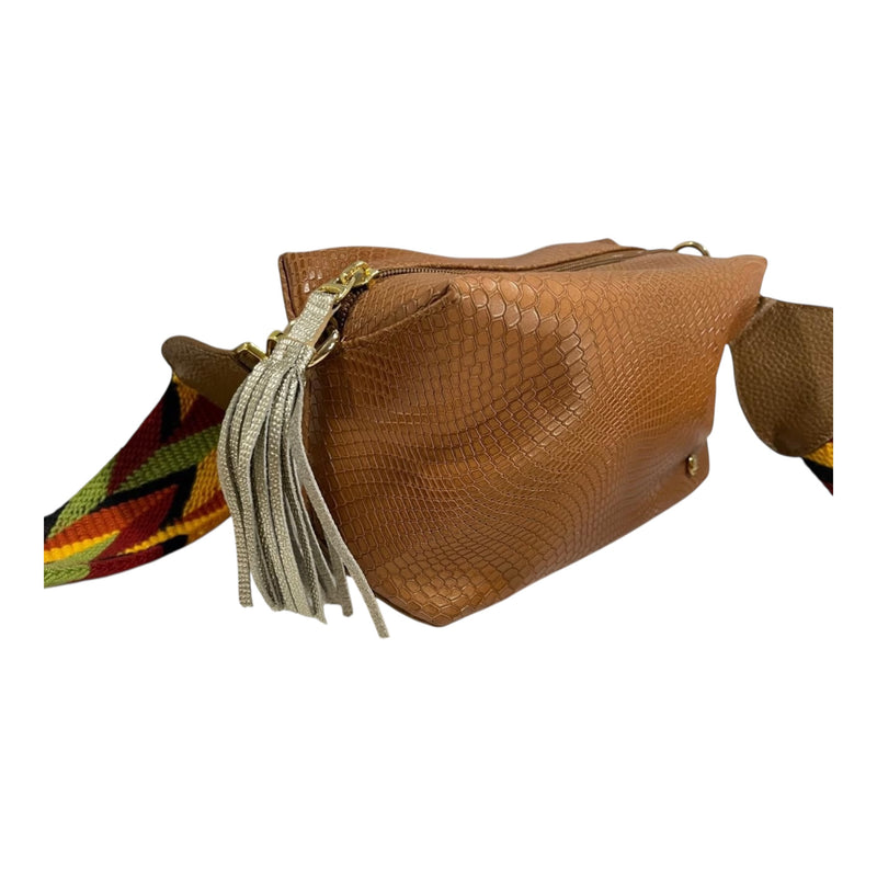 Bolso Bandolera 'Aventura Étnica': Estilo y Color en Cuero Genuino Byjennga