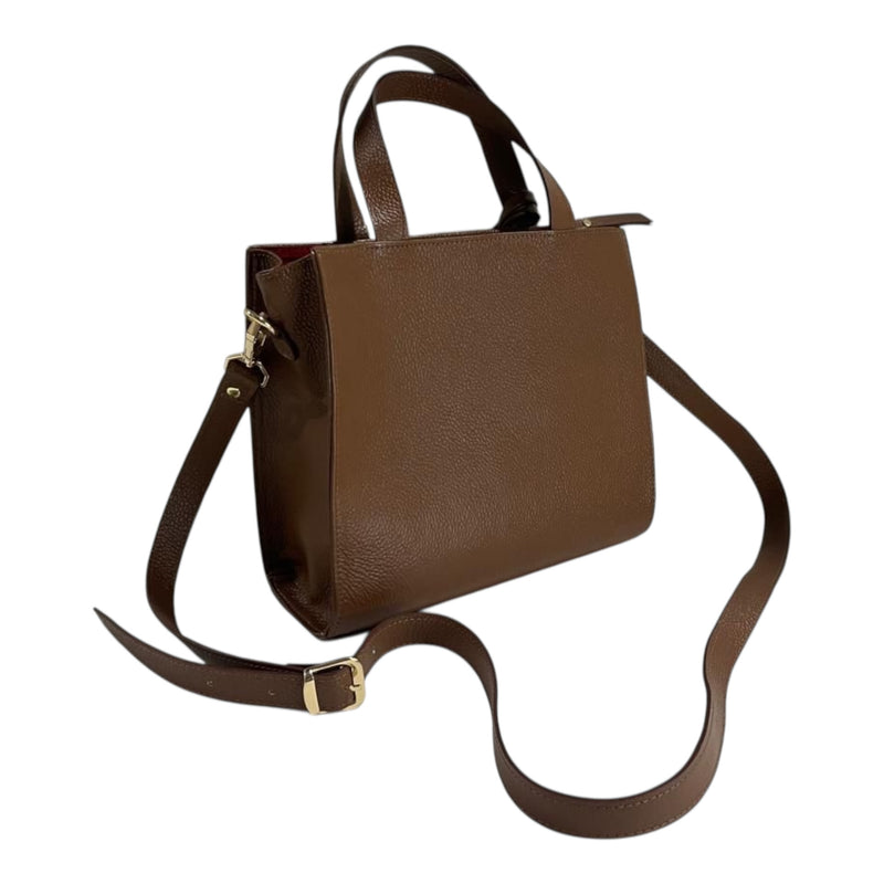 Bolso 'Clásico Estructurado': Elegancia y Versatilidad en Cuero Genuino Marrón Byjennga