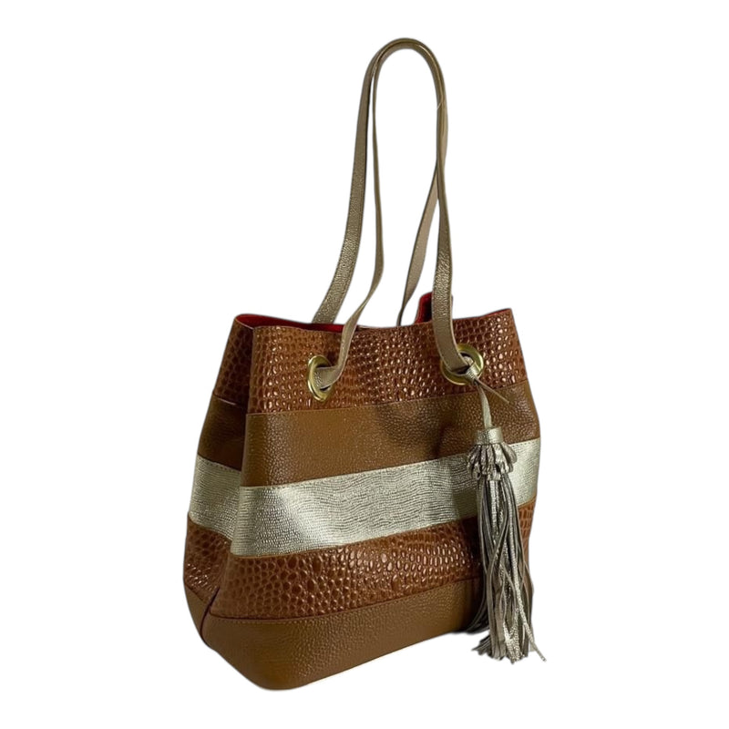 Bolso 'Elegancia Rayada': Estilo y Sofisticación en Cuero Genuino Byjennga