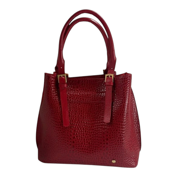 Bolso 'Impacto Reptil': Audacia y Estilo en Cuero Genuino Rojo Byjennga