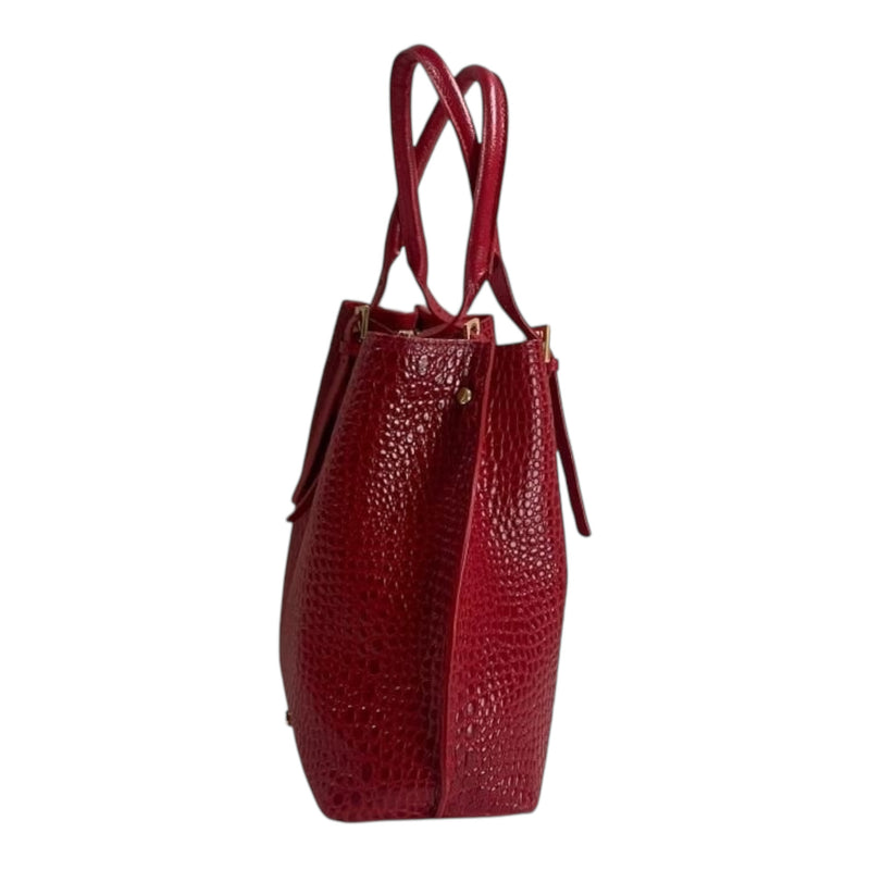 Bolso 'Impacto Reptil': Audacia y Estilo en Cuero Genuino Rojo Byjennga