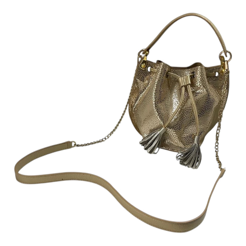 Bolso 'Mini Oro': Lujo y Detalle en Cuero Genuino Dorado Byjennga