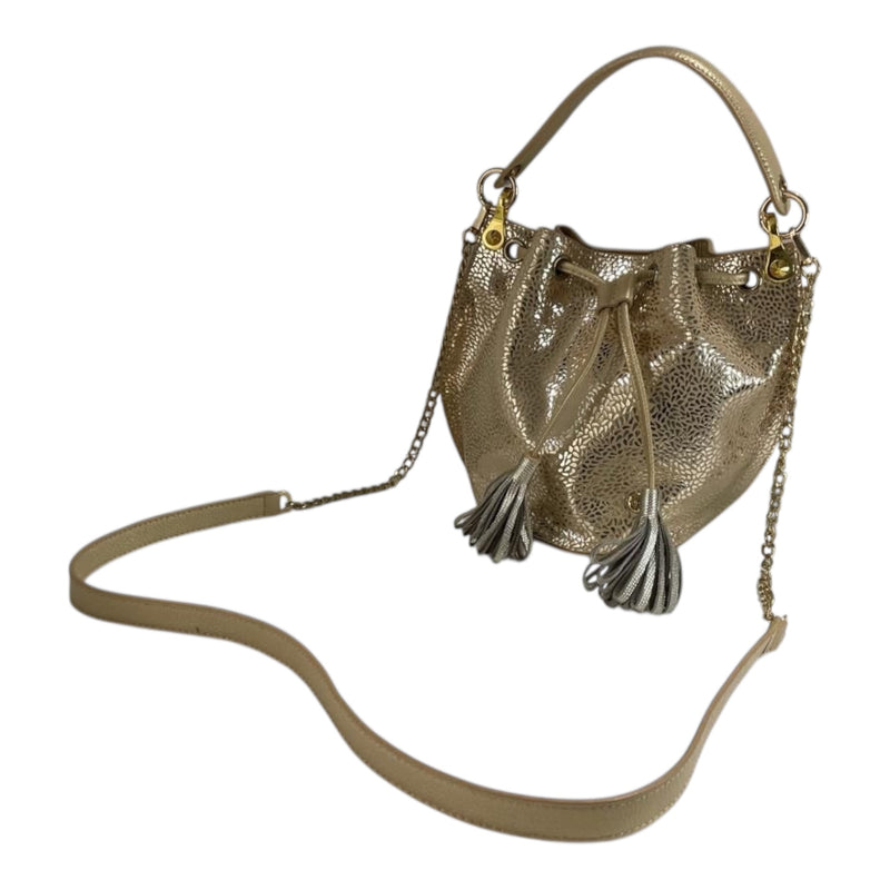 Bolso 'Mini Oro': Lujo y Detalle en Cuero Genuino Dorado Byjennga