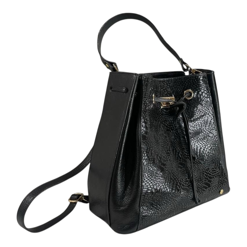 Bolso 'Noche Reptil': Lujo y Textura en Cuero Genuino Negro Byjennga