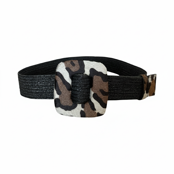 Cinturón Roma Élastico – Hebilla Animal Print y Banda Negra Ajustable | ByJennga