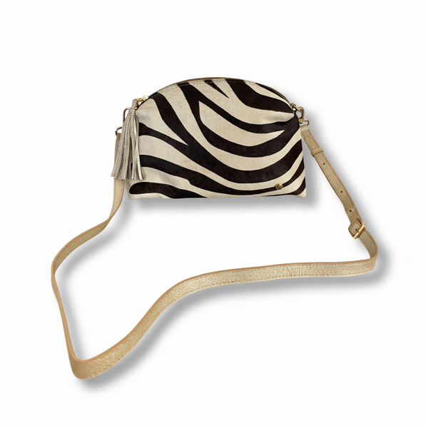 Bandolera Milano Animal Print Cebra – Bolso Crossbody en Cuero Legítimo | ByJennga