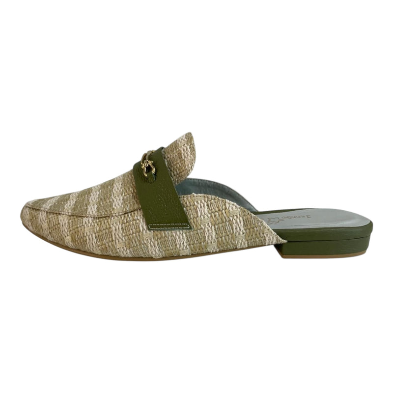 Mule 'Elegancia Natural': Confort y Estilo en Cuero Genuino y Tejido Byjennga