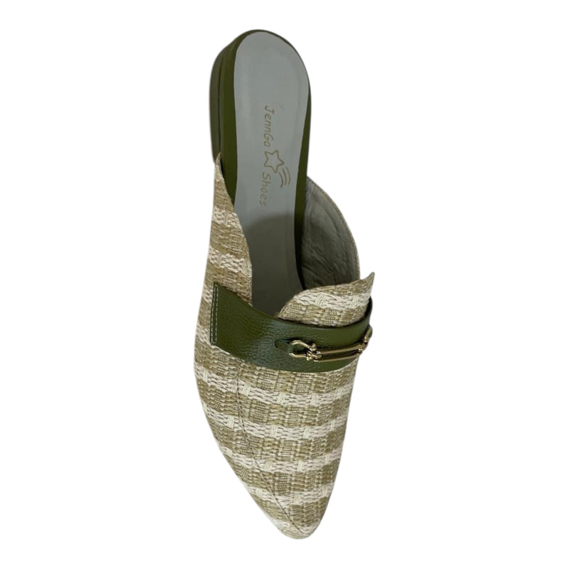 Mule 'Elegancia Natural': Confort y Estilo en Cuero Genuino y Tejido Byjennga