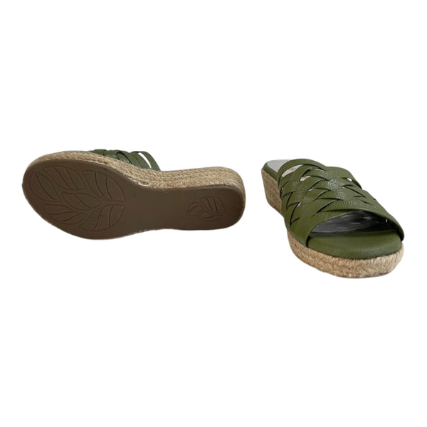 Sandalia Cuña Baja 'Naturaleza Urbana': Confort y Estilo en Cuero Genuino Verde Oliva y Yute Byjennga