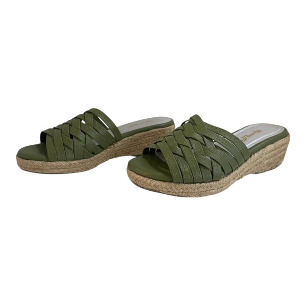 Sandalia Cuña Baja 'Naturaleza Urbana': Confort y Estilo en Cuero Genuino Verde Oliva y Yute Byjennga