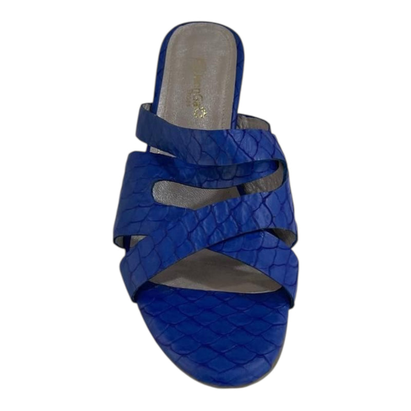 Sandalia Mule 'Océano Vibrante': Estilo Azul en Cuero Genuino Texturizado Byjennga