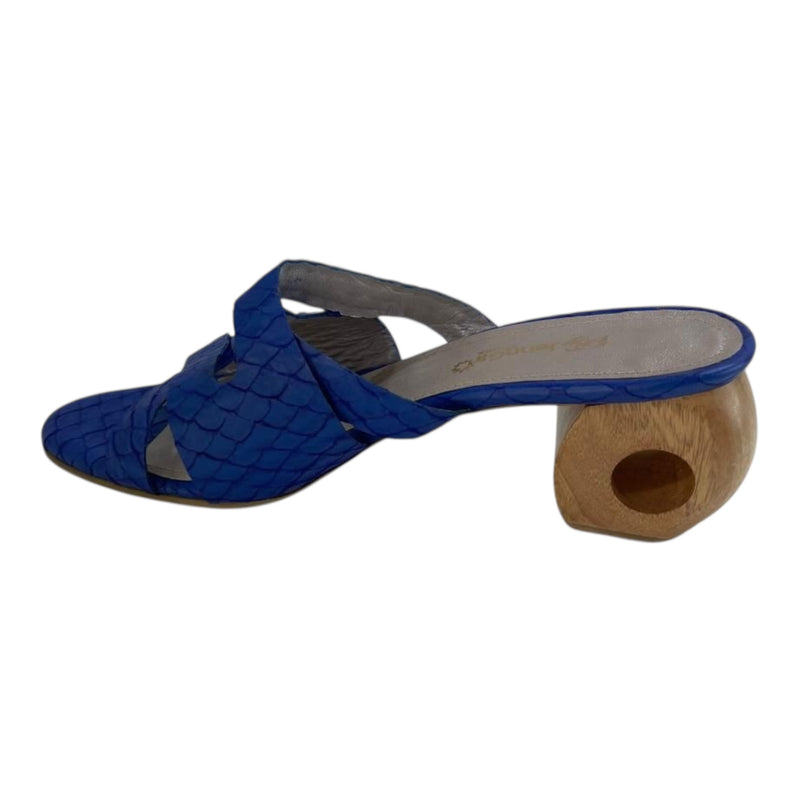 Sandalia Mule 'Océano Vibrante': Estilo Azul en Cuero Genuino Texturizado Byjennga