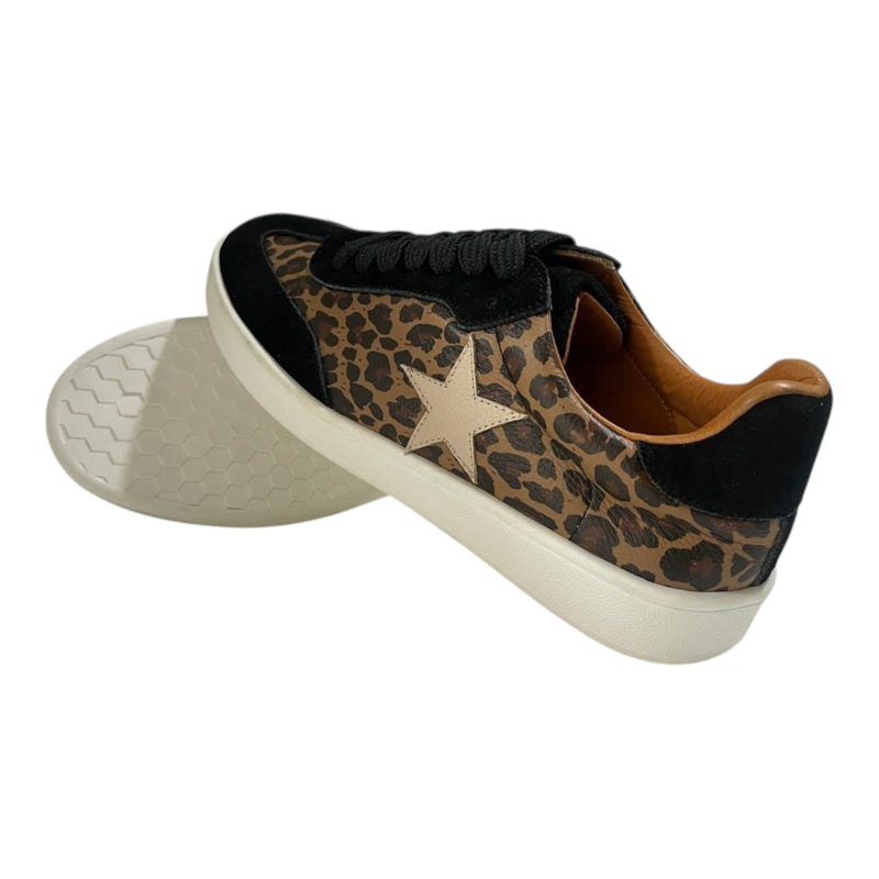 Tenis 'Fuerza Salvaje': Comodidad y Estilo Leopardo en Cuero Genuino Byjennga