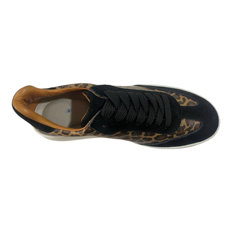 Tenis 'Fuerza Salvaje': Comodidad y Estilo Leopardo en Cuero Genuino Byjennga