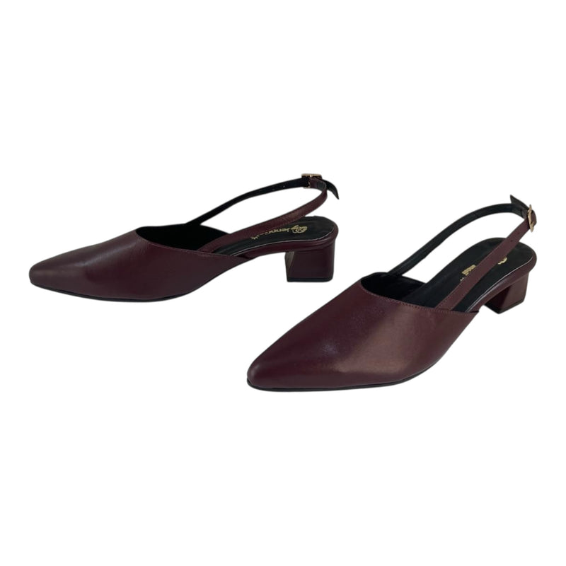 Zapato Slingback 'Sofisticación Vino': Elegancia en Cuero Genuino Byjennga