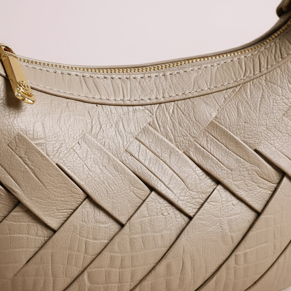 Bolso Hobo Siena – Cuero Legítimo Beige Texturizado | ByJennga