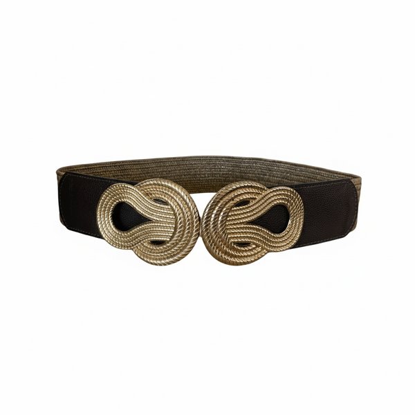 Cinturón Milano Élastico – Marrón Oscuro con Broche Metálico Dorado | ByJennga