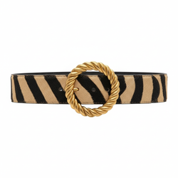 Cinturón Riviera Luxe – Animal Print Estilo Cebra con Hebilla Dorada Trenzada | ByJennga