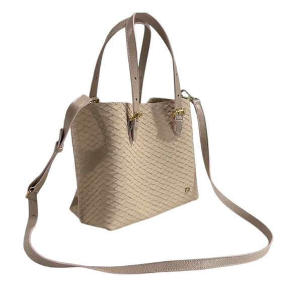 Bolso de mano nude de cuero legítimo con textura de reptil Byjennga.