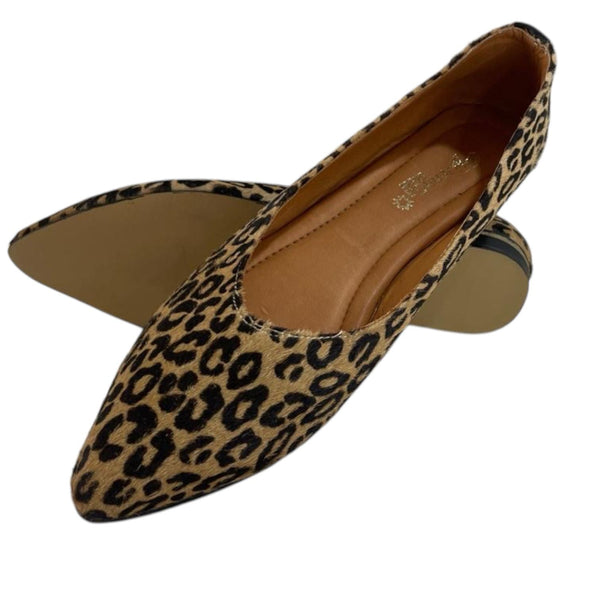 Bailarina de cuero genuino con estampado de leopardo Byjennga.